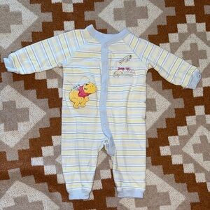 Disney Striped Yellow and Blue Winnie the Pooh Footie